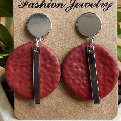 Handmade Geometric Metal Clay Earrings - High-End Minimalist Statement Jewelry