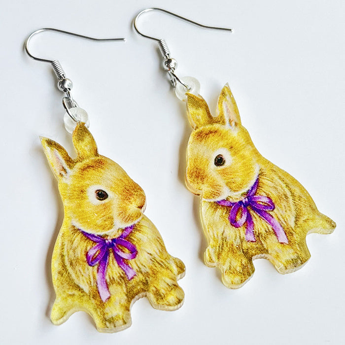 Easter Earrings with Bunny, Flower Basket, and Colorful Egg Designs