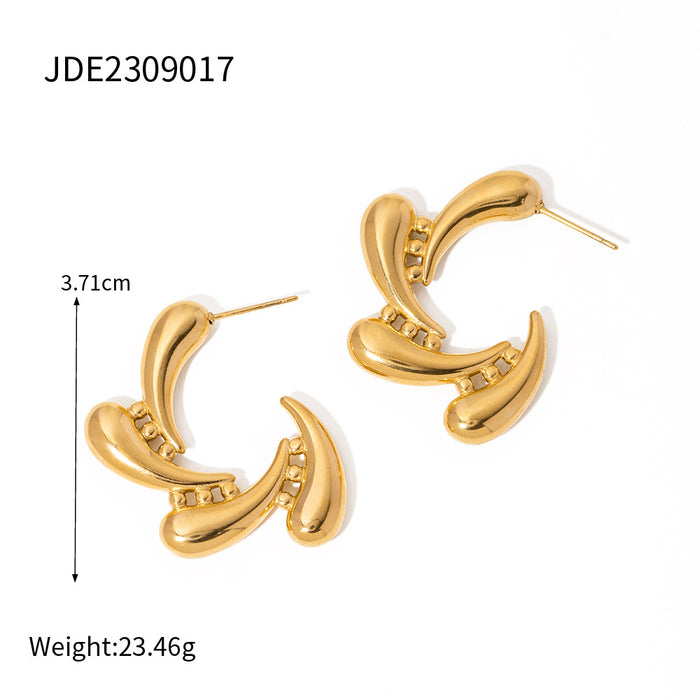 Titanium Steel Waterdrop Swirl Earrings - 2023 Autumn New High-End Design Earrings for Women