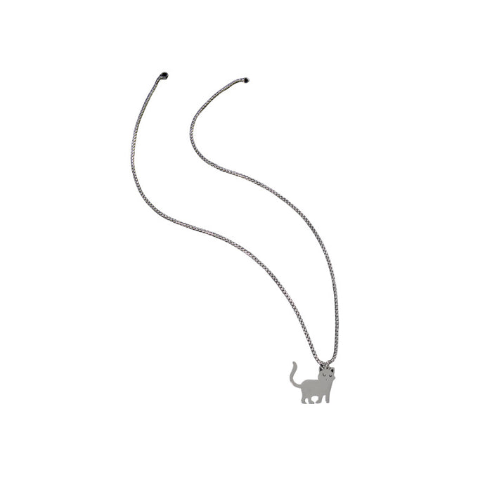 Cute cat pendant necklace, long autumn and winter sweater chain stainless steel jewelry wholesale