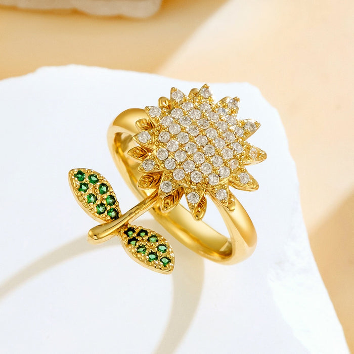 Wholesale zircon sunflower open ring