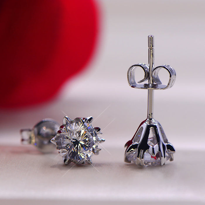 Pendientes de circonitas con copos de nieve y diamantes para mujer