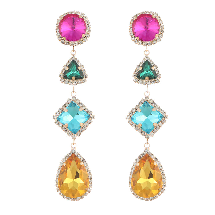 Waterdrop Rhinestone Earrings - Exaggerated Long Dangles for Evening Gowns