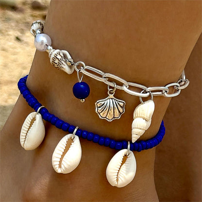 New Alloy Eye Shell Anklet Set - Trendy Three-Piece Ankle Bracelets