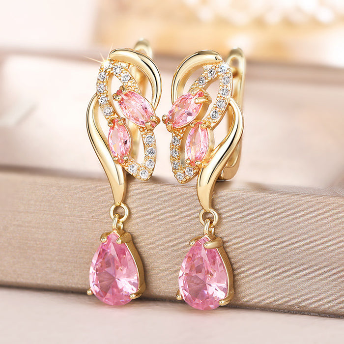 Imitation pearl hanging earrings Japanese and Korean temperament simple earrings fashionable zircon earrings