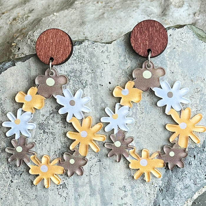 Bohemian Flower Teardrop Earrings with Vintage Floral Design