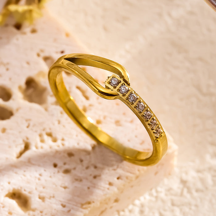 Wholesale titanium steel diamond-encrusted teardrop CNC geometric prong rings