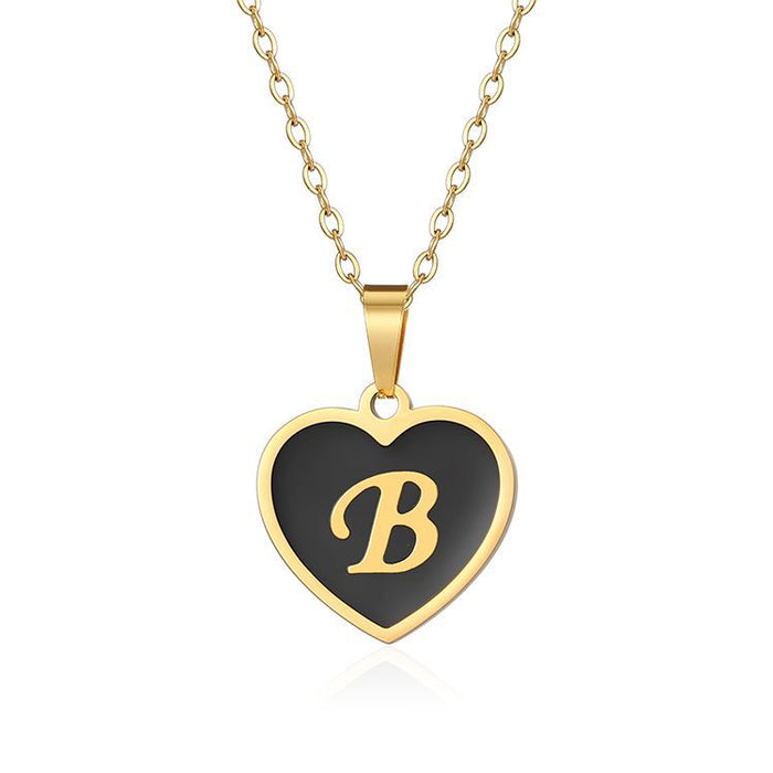 European and American new stainless steel letter necklace, gold titanium steel clavicle chain