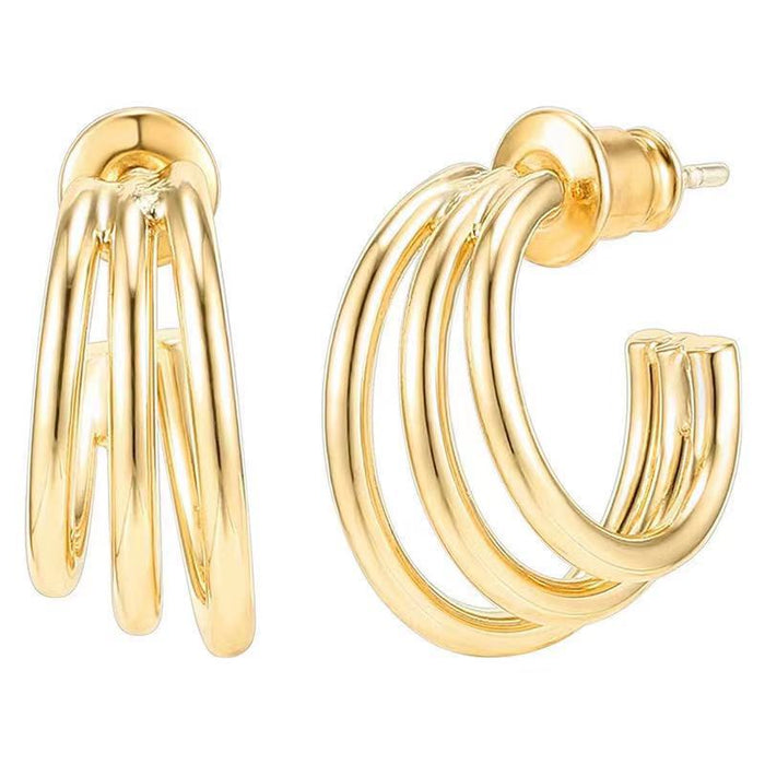 Hollow round earrings light luxury 18K earrings