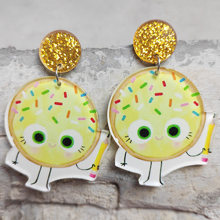 Cartoon pizza acrylic earrings