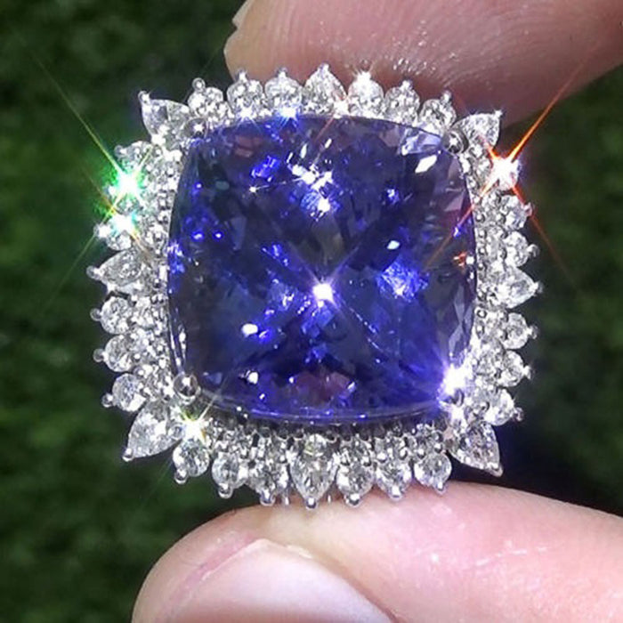 Purple diamond colored gemstone zircon ring fashionable anniversary accessories