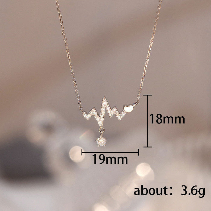 Beating Heart Pendant Necklace ECG Clavicle Chain