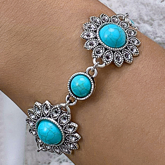 Unique Vintage Turquoise Bracelet Set - Bohemian Fashion Jewelry