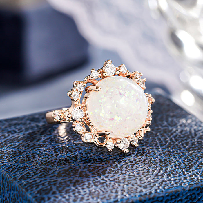 Women's micro-inlaid shiny round ring