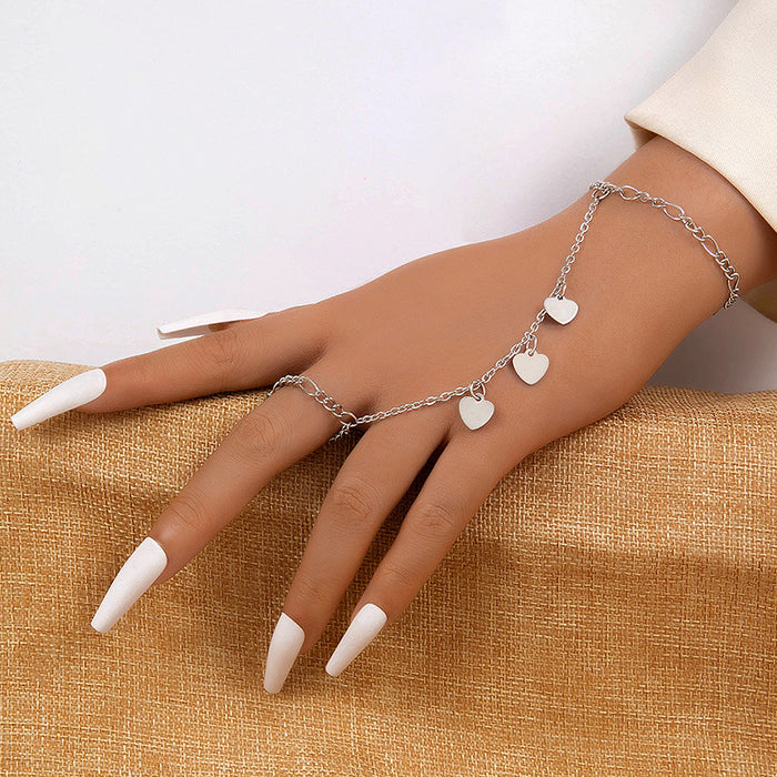 Pearl Embedded Chain Ring Bracelet - Bohemian Faux Pearl Jewelry for Women