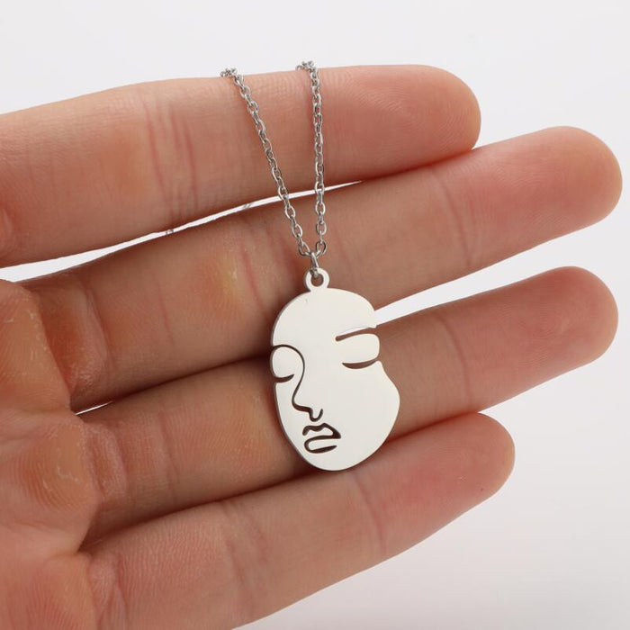 Abstract human face pendant necklace, mermaid creative personality Halloween witch clavicle chain European and American wholesale