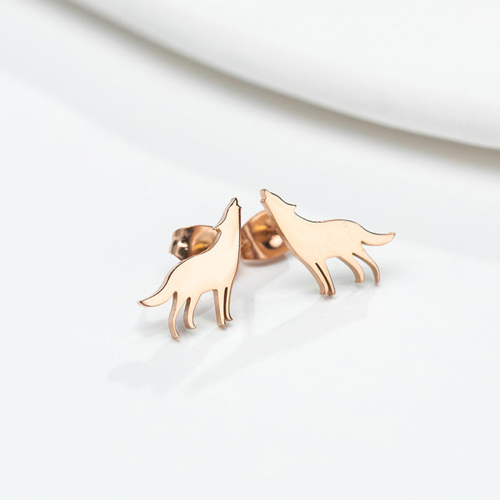 Pendientes de animales, moda coreana, acero inoxidable francés, nuevos pendientes de personalidad de lobo, pendientes de temperamento femenino, estilo ins