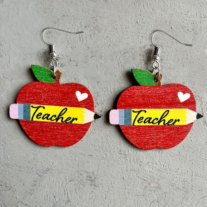 Wooden Apple Pencil Earrings