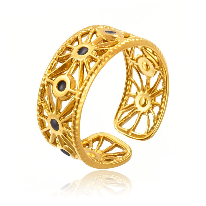 Wholesale stainless steel and titanium steel gold-plated geometric openwork rings