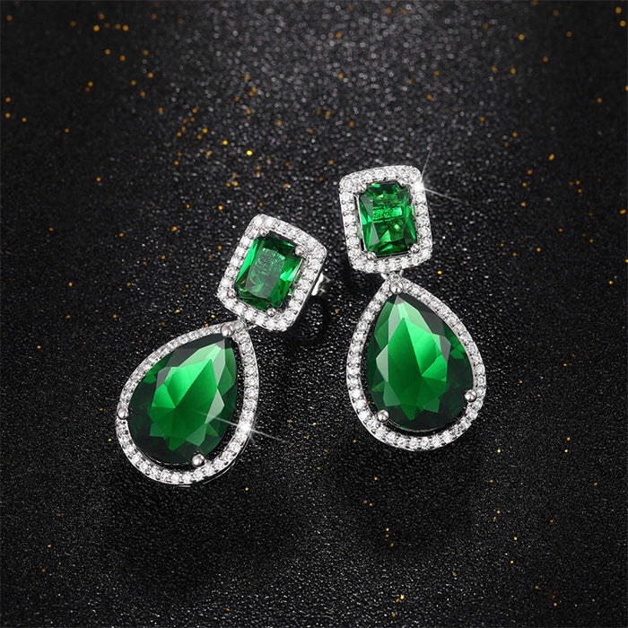 Micro-paved Emerald Drop Earrings