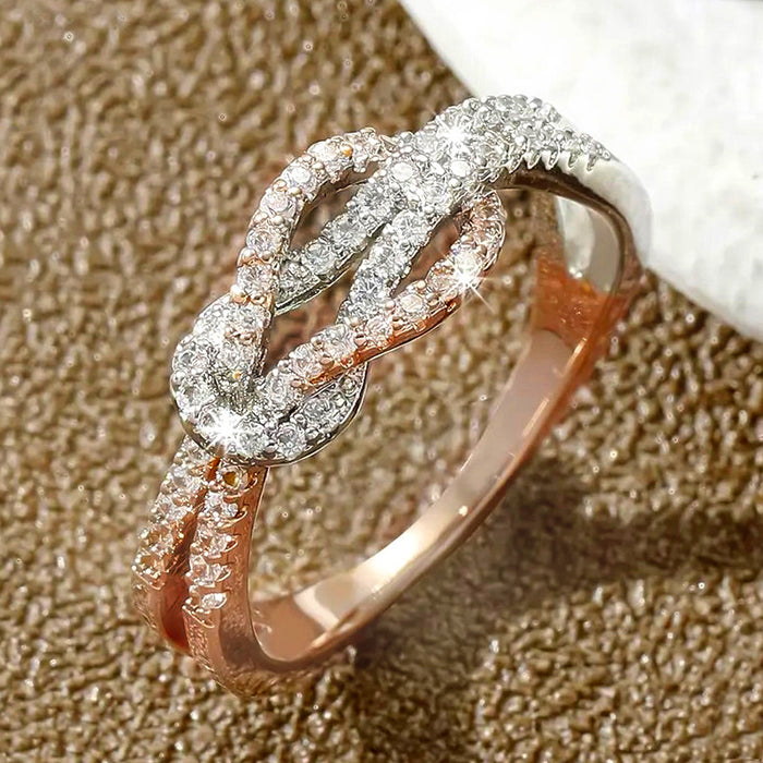 Women's two-tone micro-inlaid zircon ring