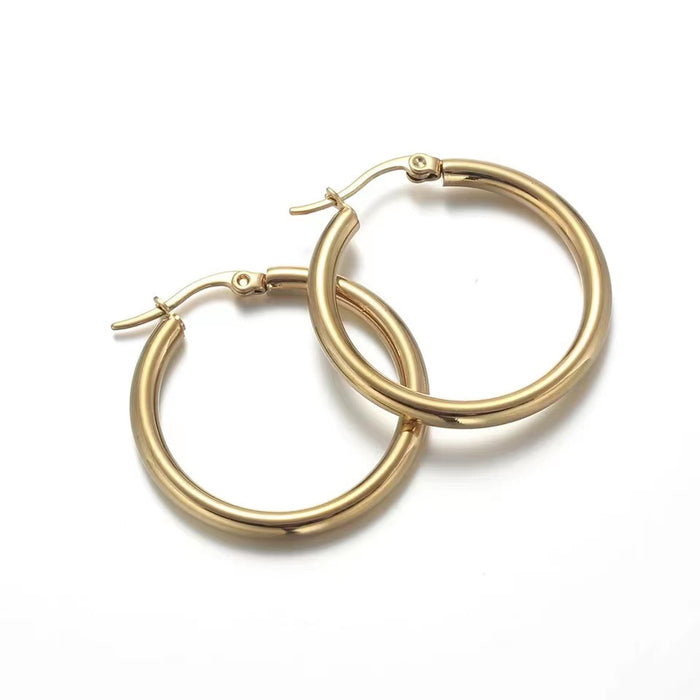 Electroplated 18K stainless steel U-shaped earrings with simple and exaggerated design