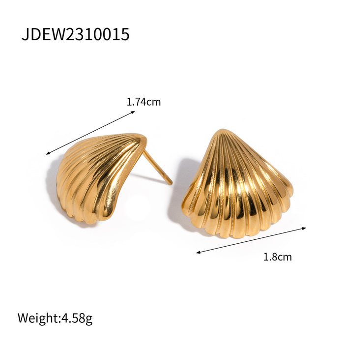 Pendientes de acero inoxidable chapado en oro de 18 quilates con doble capa: joyería de acero y titanio de dos tonos