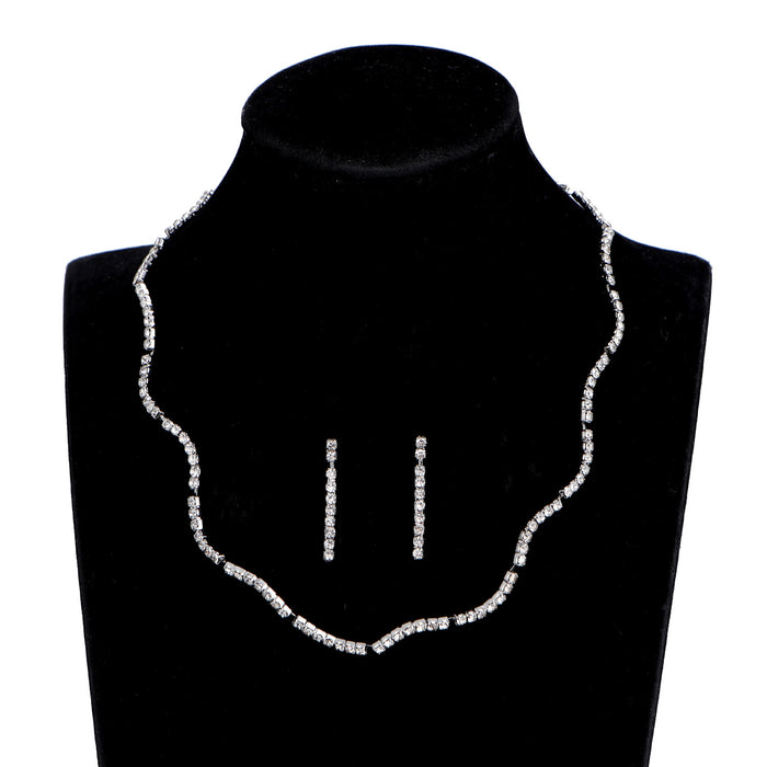 Fashionable Tassel Necklace and Earrings Set - High-End Zirconia Jewelry for Special Occasions