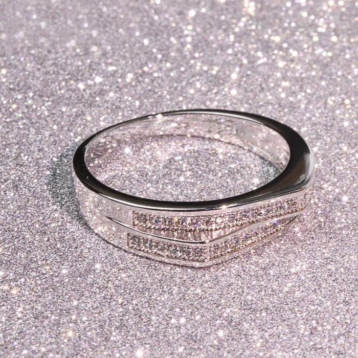 Simulation ring for women, double-layer staggered design ring, European and American cross-border hot-selling jewelry