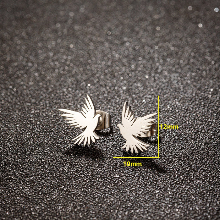 Eagle earrings, cross-border creative new punk style series hollow stainless steel bird earrings retro earrings