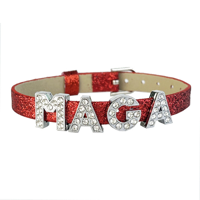 Patriotic Bracelet with Blue and Red Bands for 2024 Supporters