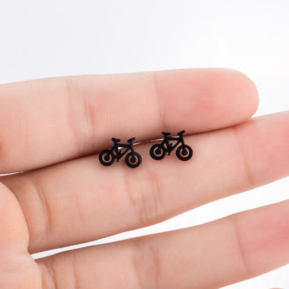 Bicycle Design Stainless Steel Stud Earrings - Travel-Themed Jewelry for Women