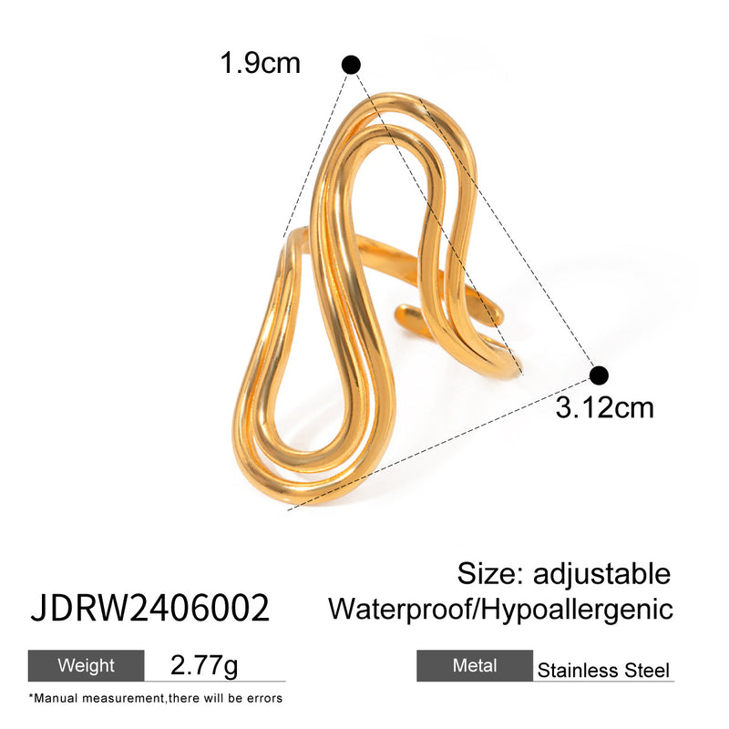 Stainless steel gold exaggerated ring