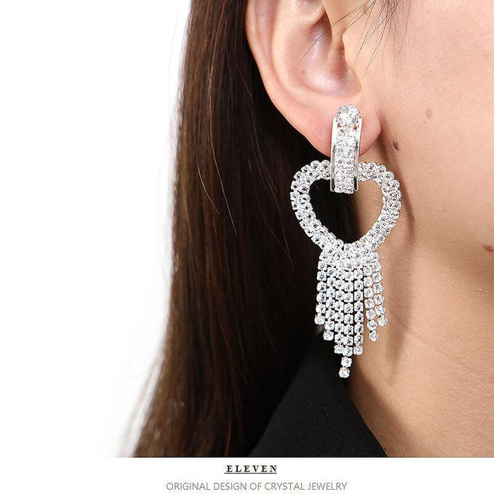 Bridal Waterfall Rhinestone Earrings - Elegant Tassel Jewelry for Events