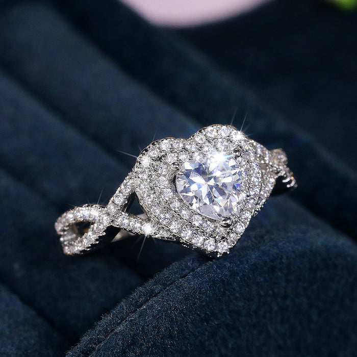 Heart Shaped Ring Romantic Birthday Gift for Women