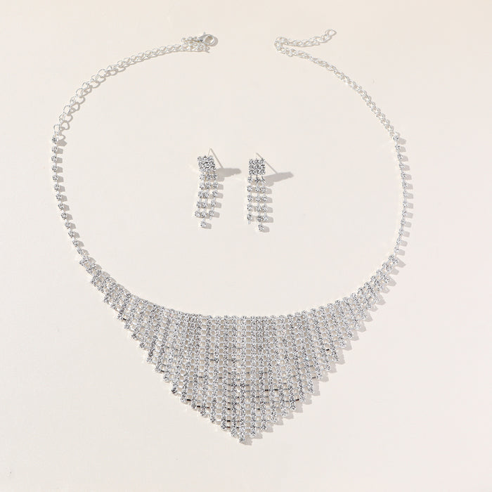 Rhinestone Necklace and Earring Set - Luxurious Jewelry for Brides and Special Occasions