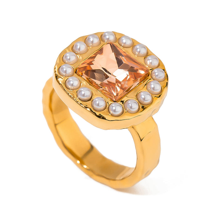 Elegant 18K Gold Plated Stainless Steel Ring with Hollow Patterns