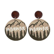 Wooden Mother Bear Earrings - wallojewerly 