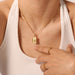 Stainless Steel Gold Plated Square Medal Embossed Angel Necklace - wallojewerly 