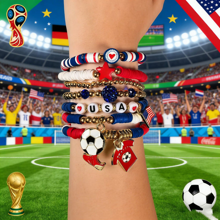 Wholesale 2026 World Cup Soccer-Themed Polymer Clay Bracelet Sets