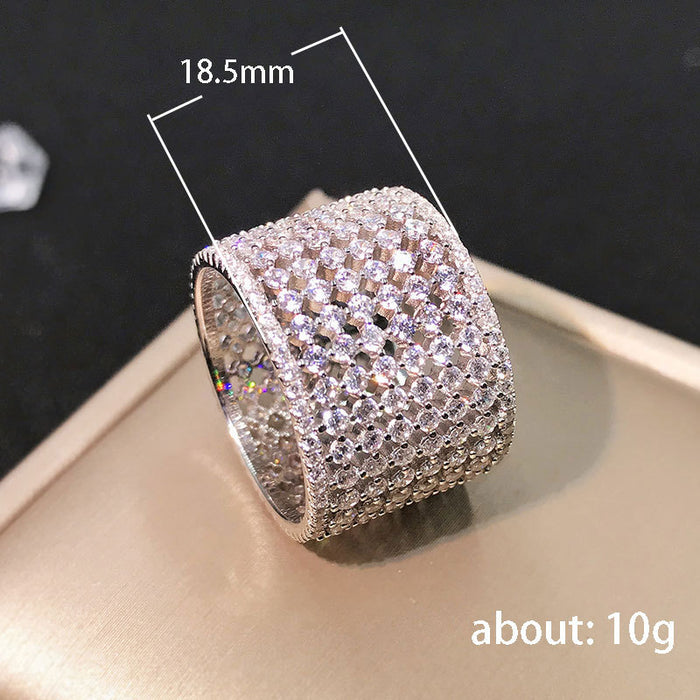 Hollow zircon ring trendy simple ring