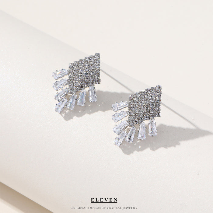 Square Rhinestone Earrings - Trendy Korean-Style Jewelry for Women