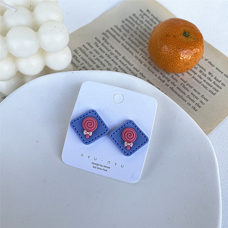 Pendientes divertidos 2022 con aguja de plata S925 y bonitos pendientes de oso a juego de colores