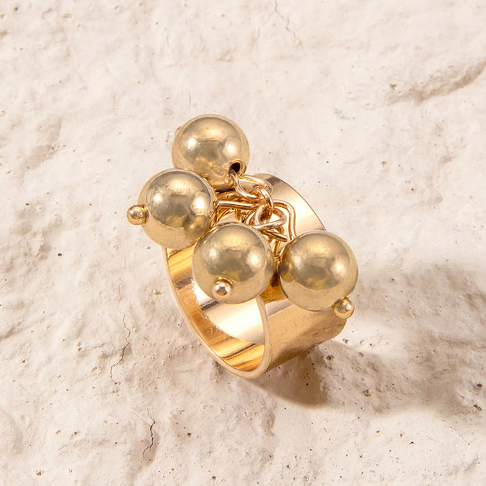 French retro gold geometric sphere creative simple single versatile ring