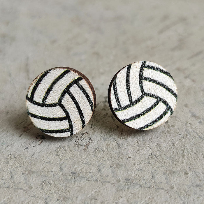 Wooden basketball earrings