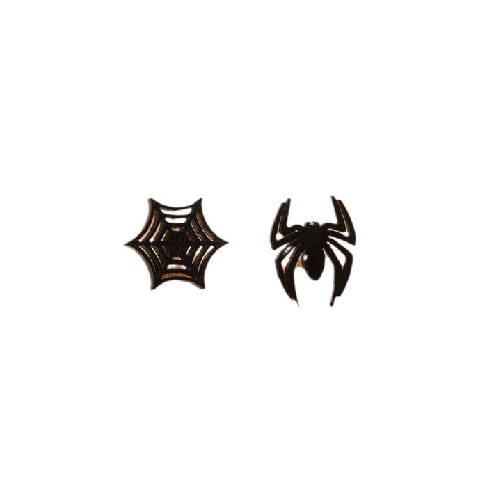 Gothic Asymmetric Spider Web Stainless Steel Stud Earrings - Perfect for Halloween or Unique Style