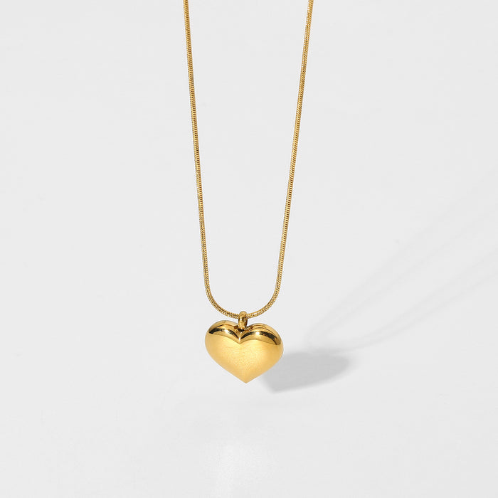 18K Gold-Plated Heart Pendant Necklace with Minimalist Design - Women's Fashion Jewelry