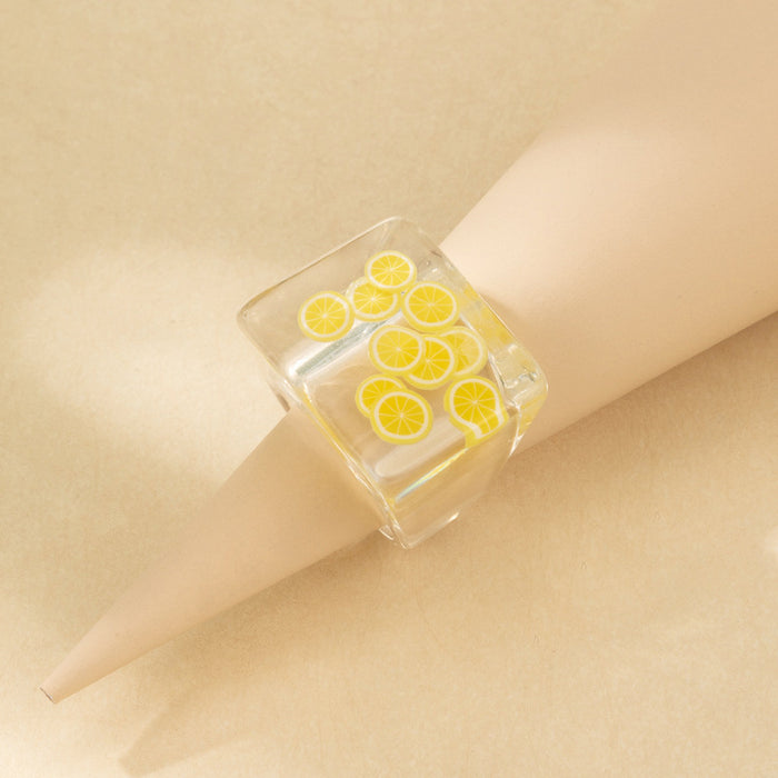 Transparent acrylic resin ring, retro ins style diamond design