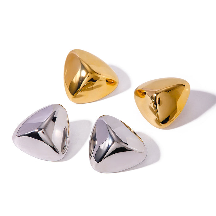 Pendientes triangulares tridimensionales de acero inoxidable chapado en oro de 16 quilates, novedad primavera/verano 2024: joyería de oro blanco estilo playa