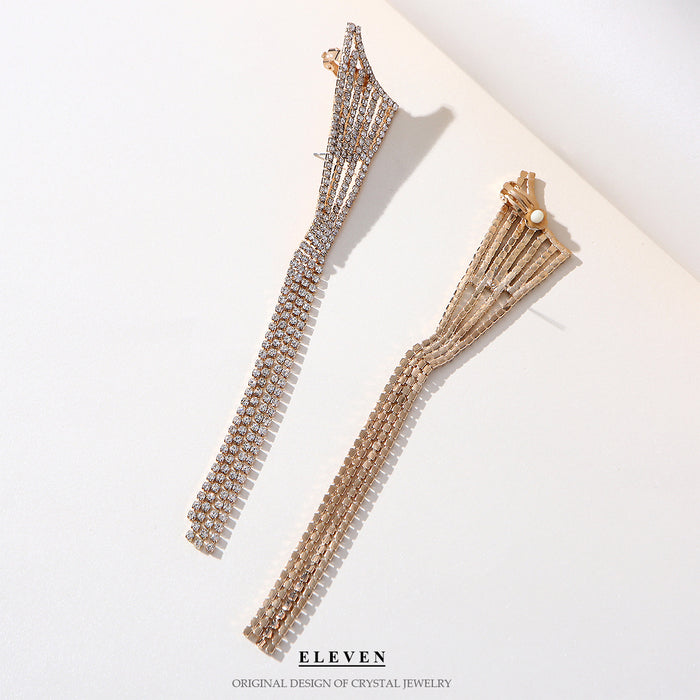 Irregular Geometric Rhinestone Earrings - Minimalist Tassel Jewelry for a Trendy Look